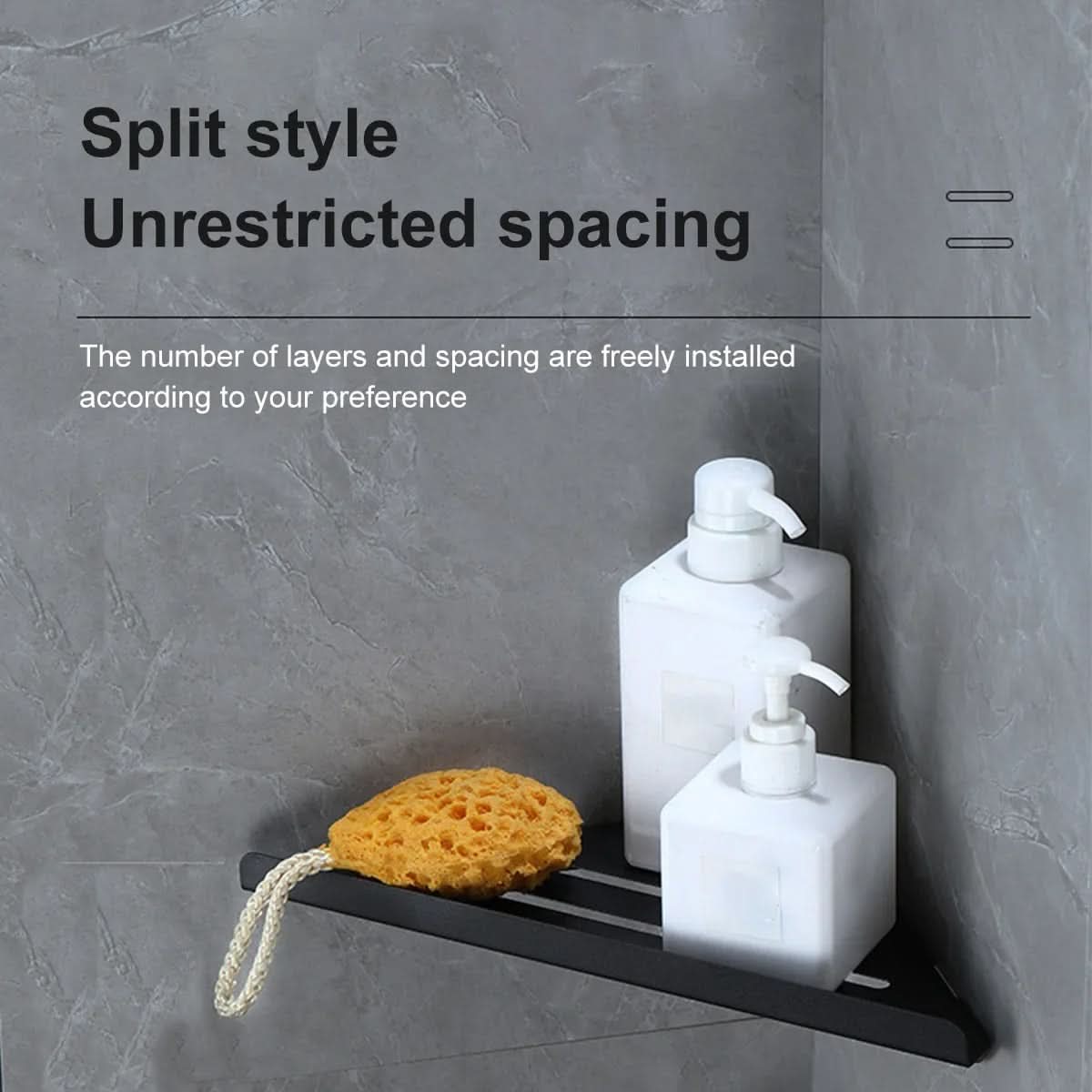 Shower Corner Shelf Screw-Mounted Stainless Steel Open-Bottom Drainage