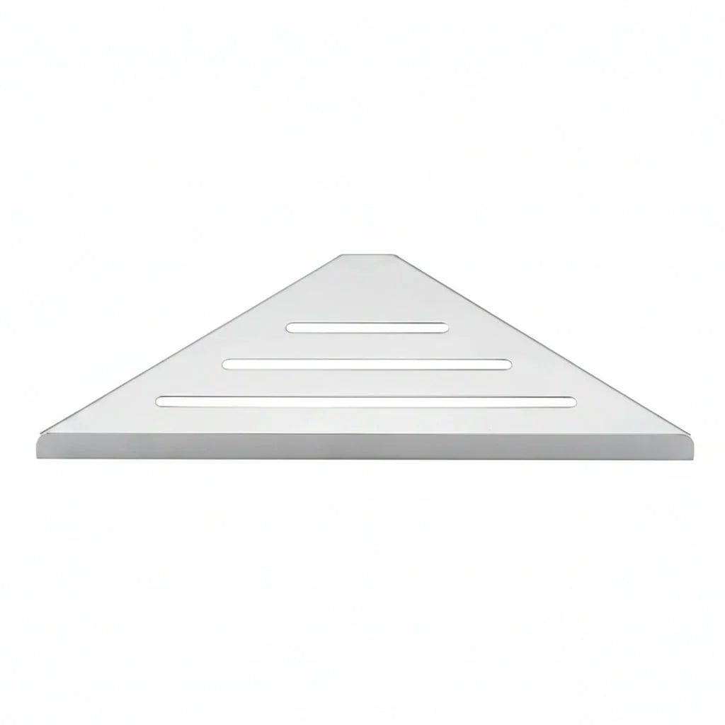 Shower Corner Shelf Screw-Mounted Stainless Steel Open-Bottom Drainage