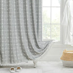 Shower Curtain Linen Waterproof Tassel Trim