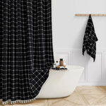 Shower Curtain Linen Waterproof Tassel Trim