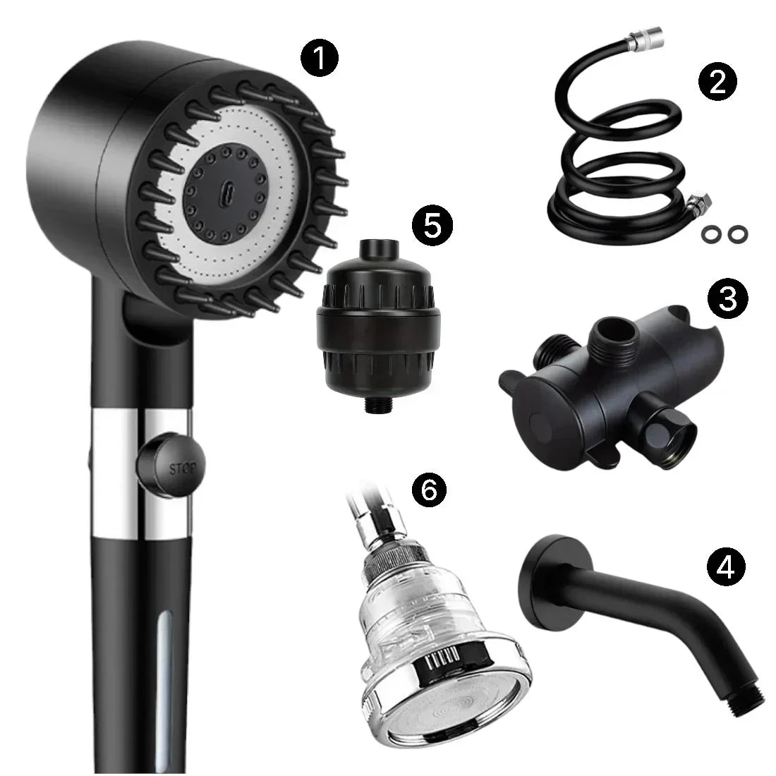 Shower Head High-Pressure 3 Spray Modes & Water-Saving