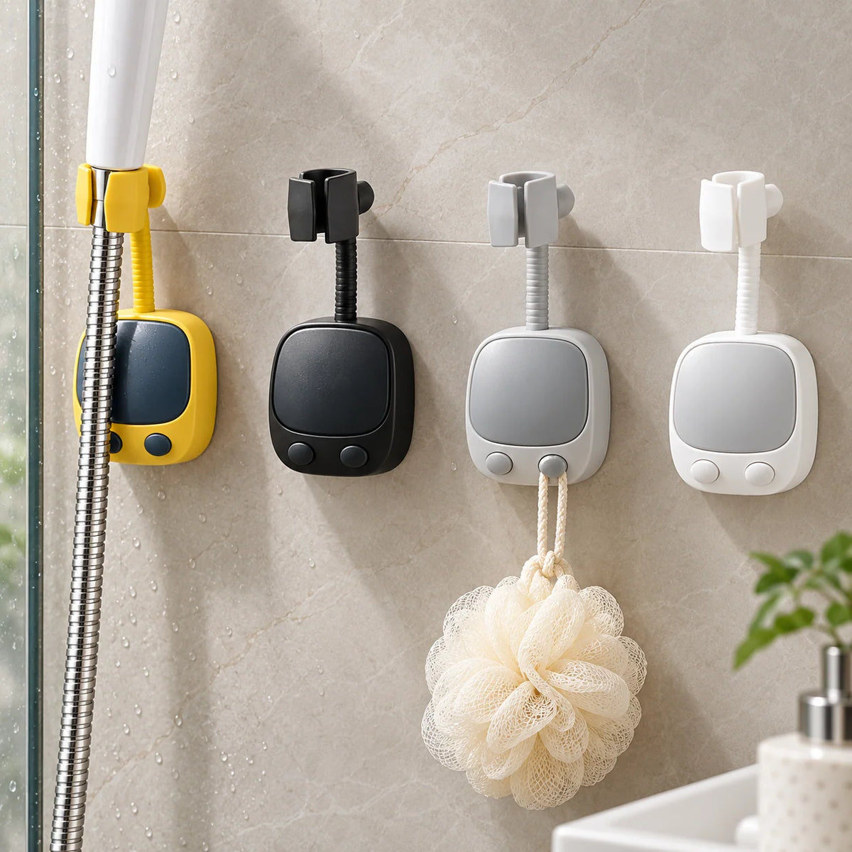 Shower Head Holder 360° Adjustable Adhesive Wall Mount