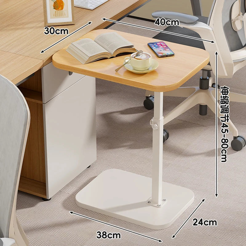 Side Table Adjustable Height Wood-Look Scratch-Resistant Top