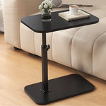 Side Table Adjustable Height Wooden Top Metal Frame