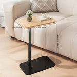 Side Table Adjustable Height Wooden Top Metal Frame