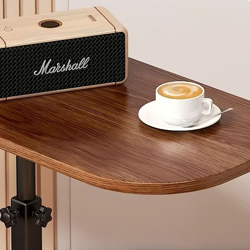 Side Table Adjustable Height Wooden Top Metal Frame