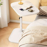 Side Table Adjustable Height Wooden Top Metal Frame