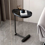 Side Table C-Shaped Space-Saving MDF Top Steel Frame