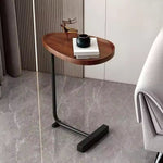 Side Table C-Shaped Space-Saving MDF Top Steel Frame