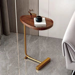 Side Table C-Shaped Space-Saving MDF Top Steel Frame