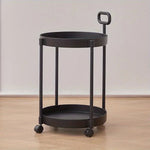 Side Table Two-Tier Rolling With Integrated Handle & Casters