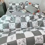 Single Bed Bedding Set Checkered Polyester Twill Three Piece