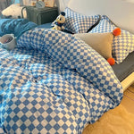 Single Bed Bedding Set Checkered Polyester Twill Three Piece