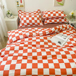 Single Bed Bedding Set Checkered Polyester Twill Three Piece