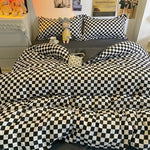 Single Bed Bedding Set Checkered Polyester Twill Three Piece