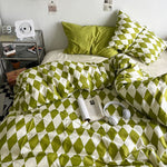Single Bed Bedding Set Checkered Polyester Twill Three Piece