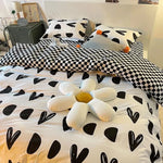 Single Bed Bedding Set Checkered Polyester Twill Three Piece