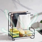 Sink Caddy Carbon Steel Detachable Drip Tray Countertop or Wall-Mounted