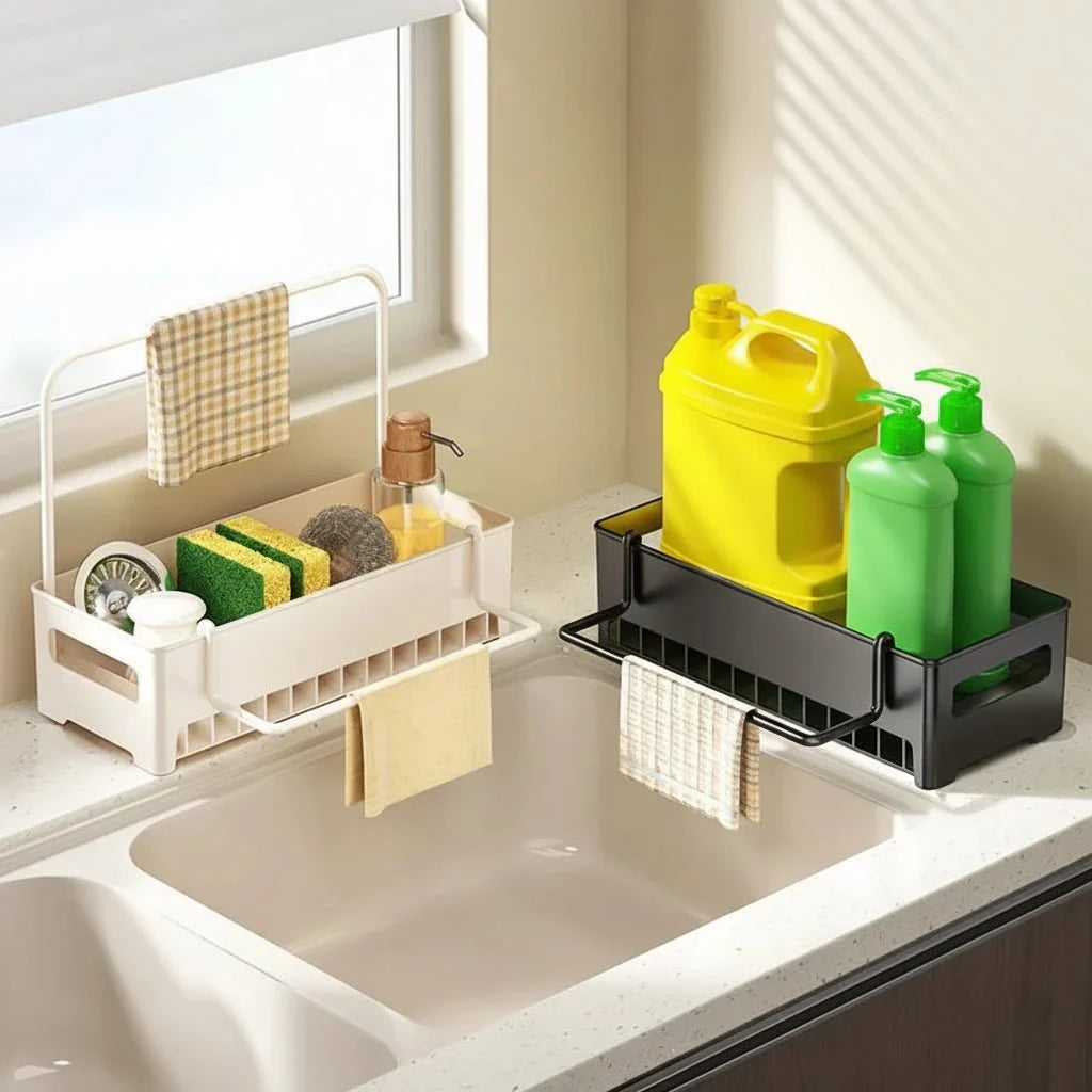 Sink Organizer Removable Drip Tray Space-Saving Design