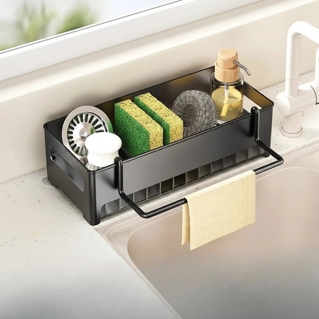 Sink Organizer Removable Drip Tray Space-Saving Design