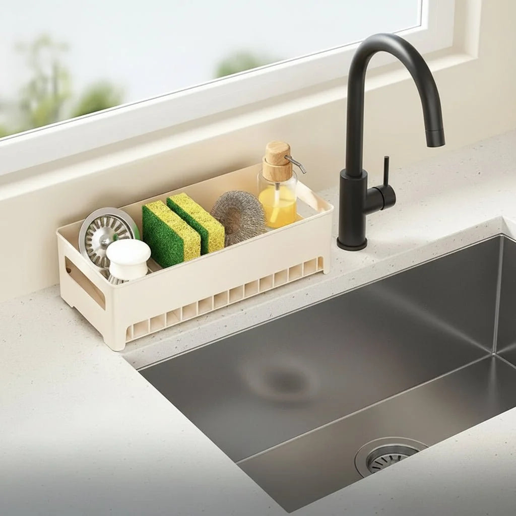 Sink Organizer Removable Drip Tray Space-Saving Design