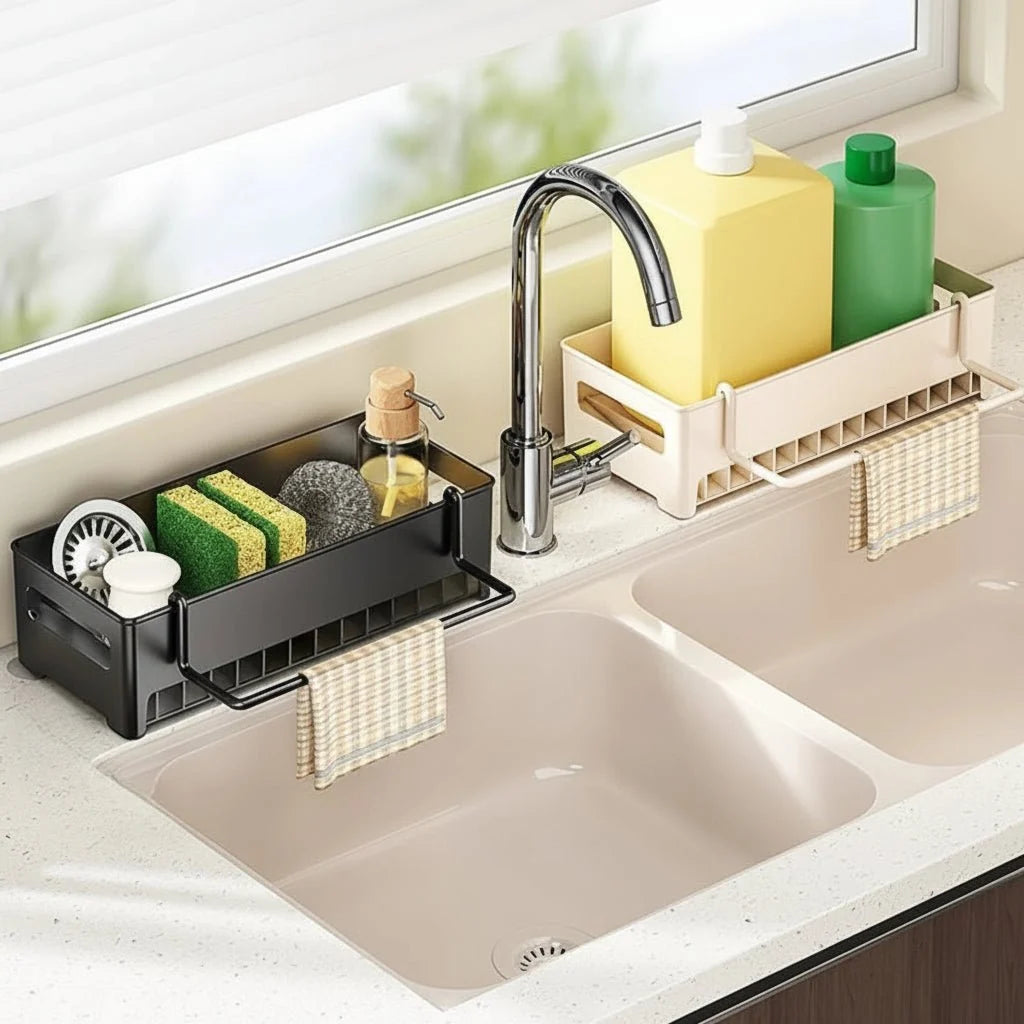 Sink Organizer Removable Drip Tray Space-Saving Design
