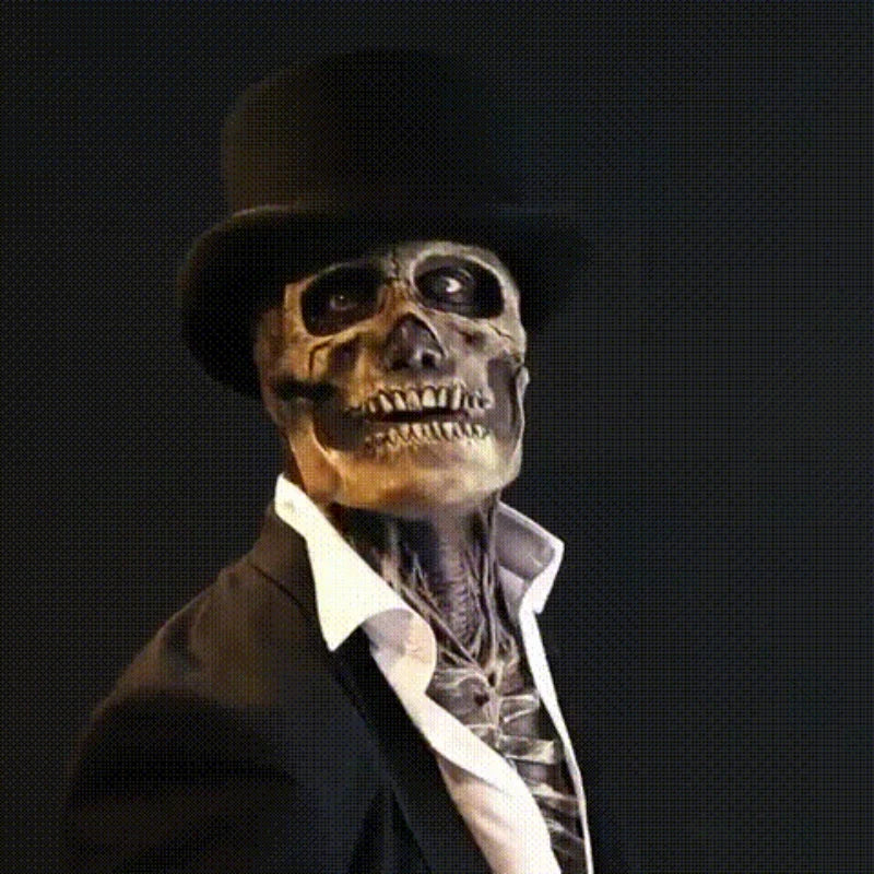 Skeleton Costume Realistic Full-Face Mask & Matching Hat