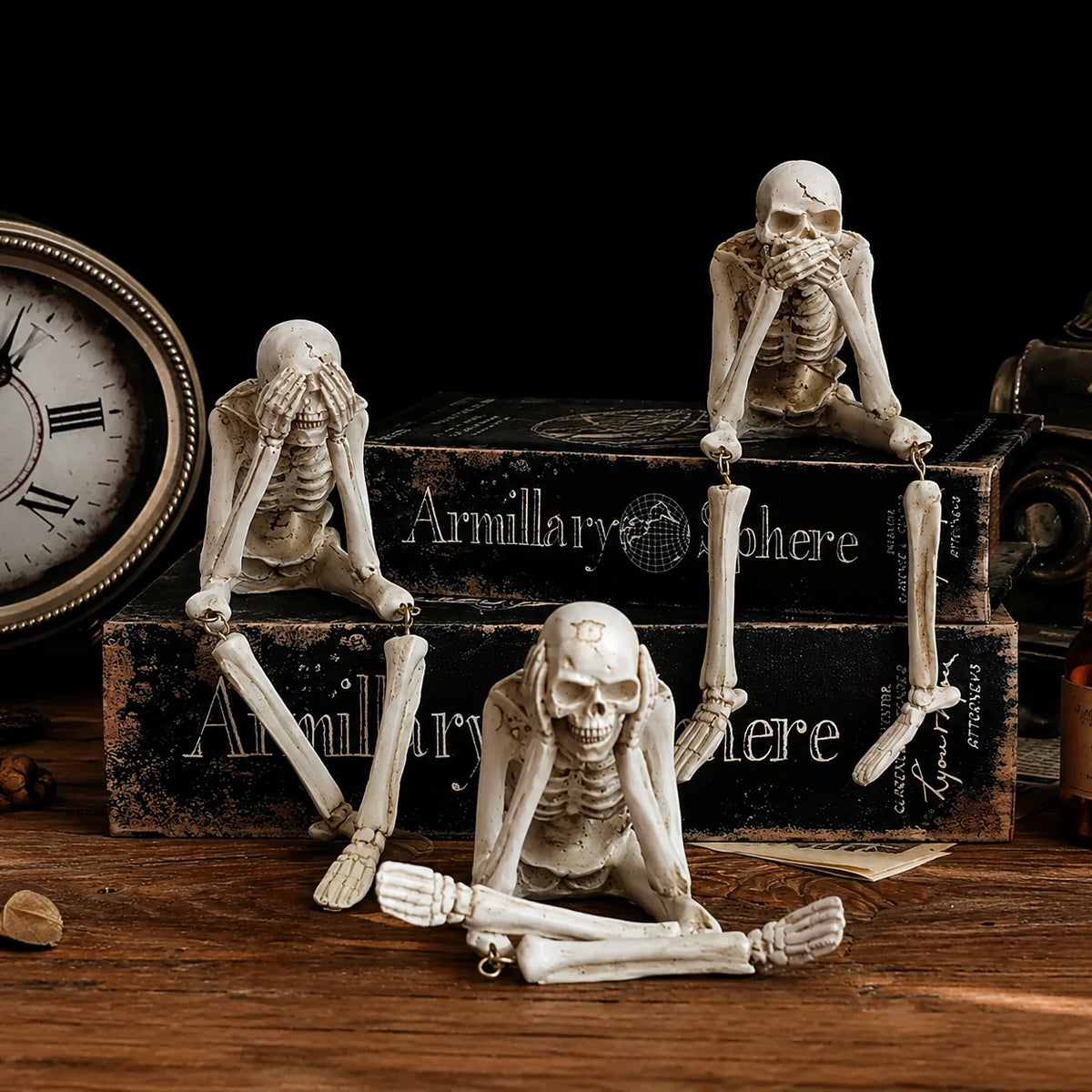 Skeleton Figurine Set of 3 Resin Three Wise Design