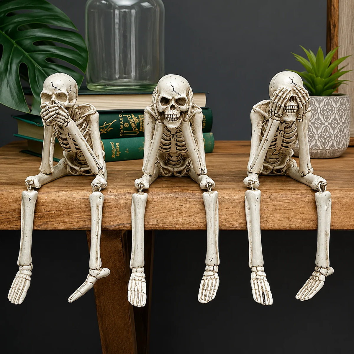 Skeleton Figurine Set of 3 Resin Three Wise Design