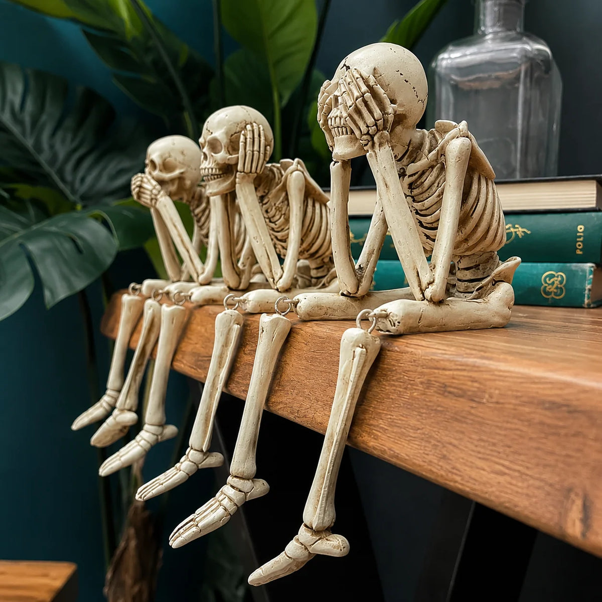 Skeleton Figurine Set of 3 Resin Three Wise Design