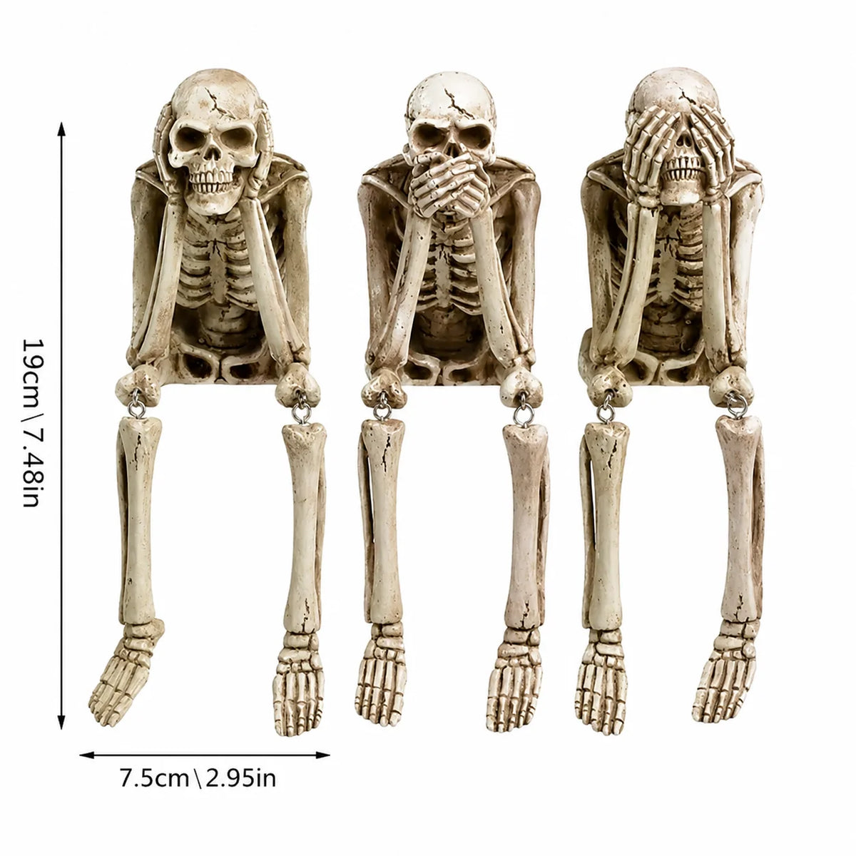 Skeleton Figurine Set of 3 Resin Three Wise Design