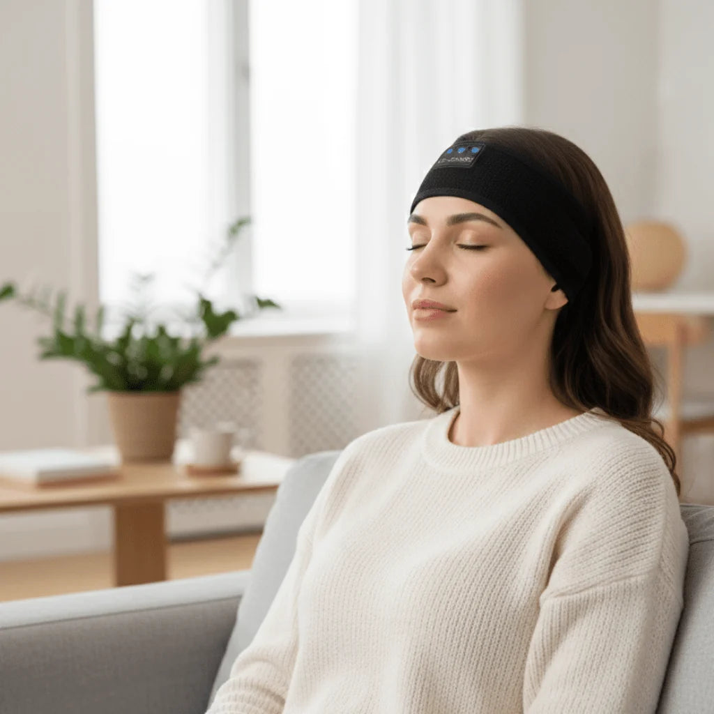 Sleep Headband Headphones Flat Speakers 14-Hour Battery