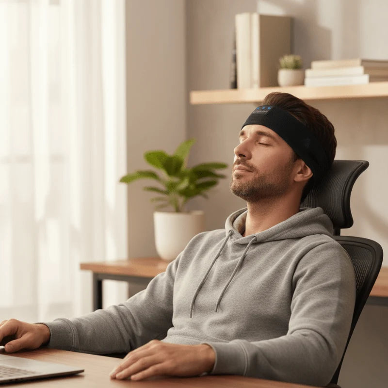 Sleep Headband Headphones Flat Speakers 14-Hour Battery