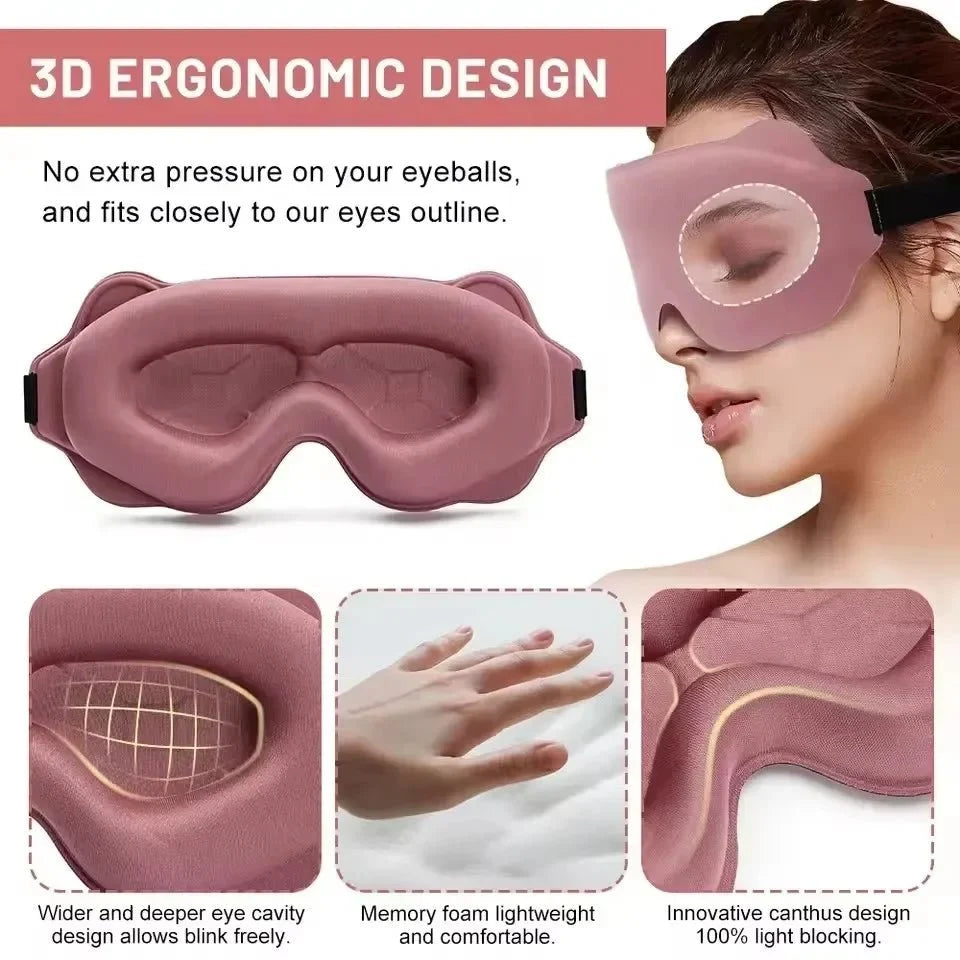 Sleep Mask Contoured Light-Blocking Memory Foam Pressure-Free Fit