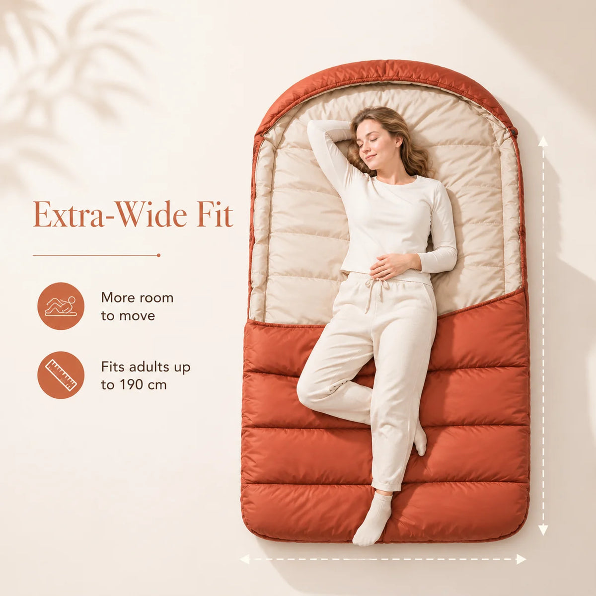 Sleeping Bag 3-Season Extra-Wide Lightweight Cotton