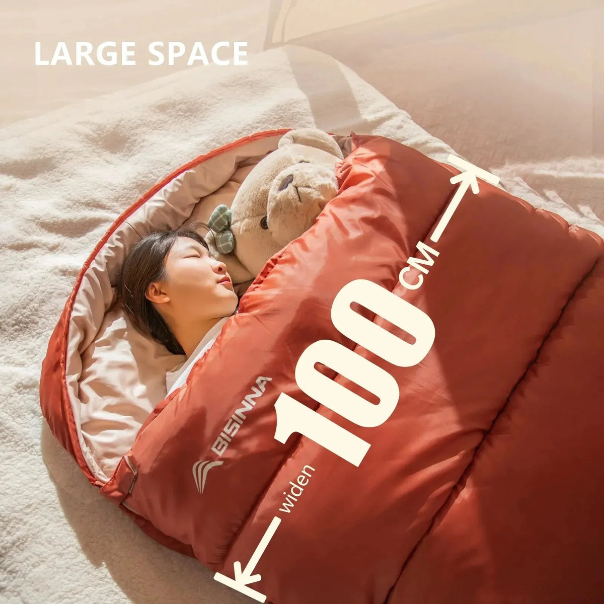 Sleeping Bag 3-Season Extra-Wide Lightweight Cotton