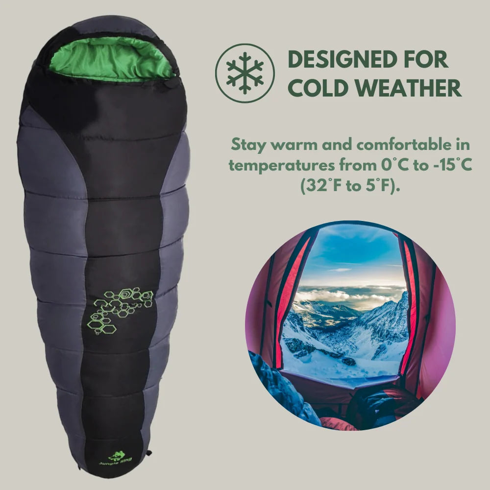 Sleeping Bag Hooded Mummy Waterproof Polyester Rated To 5°F