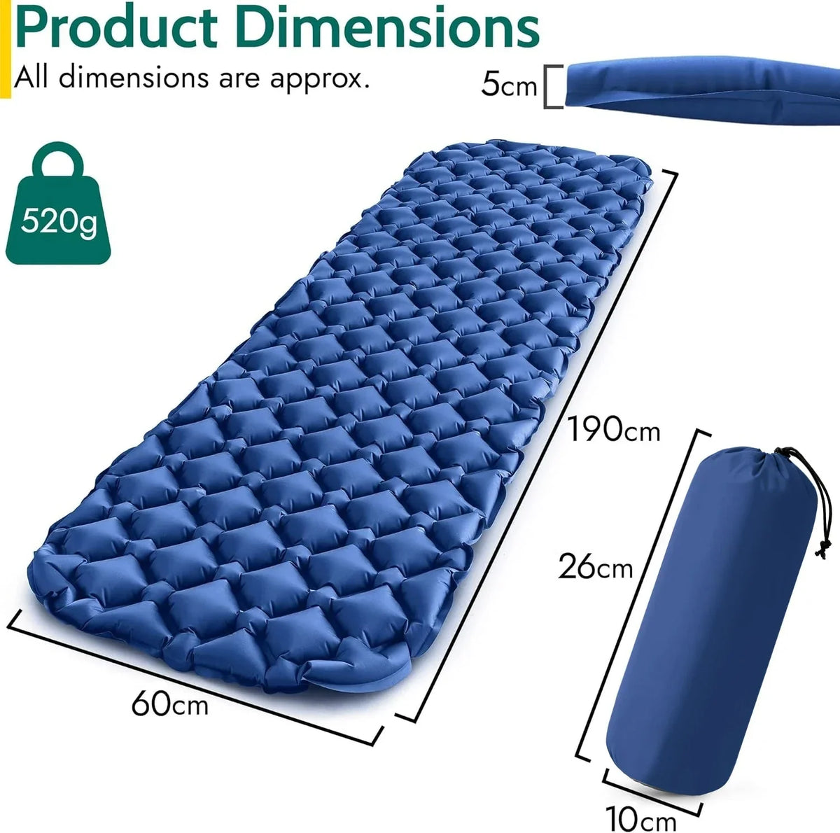 Sleeping Pad Ultralight & Compact Quick-Inflate Waterproof