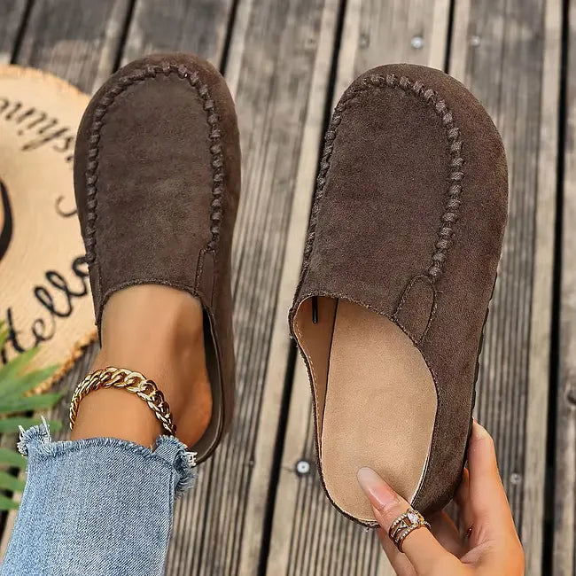 Slide Sandals Suede-Like Upper Roomy Toe Flexible Sole