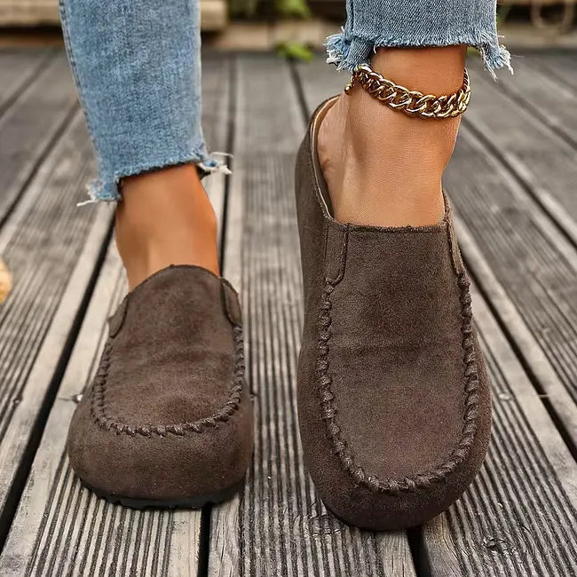 Slide Sandals Suede-Like Upper Roomy Toe Flexible Sole
