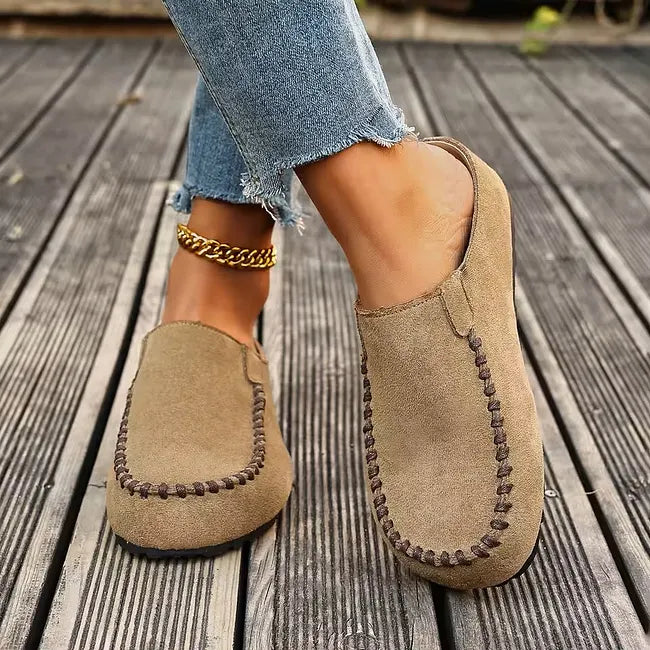 Slide Sandals Suede-Like Upper Roomy Toe Flexible Sole