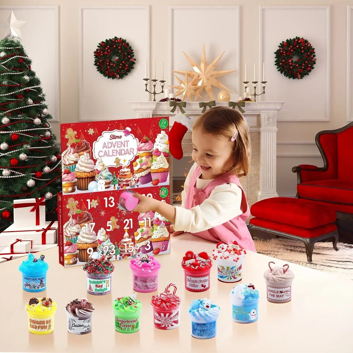 Slime Advent Calendar Non-Sticky 24-Day Charms & Toppings