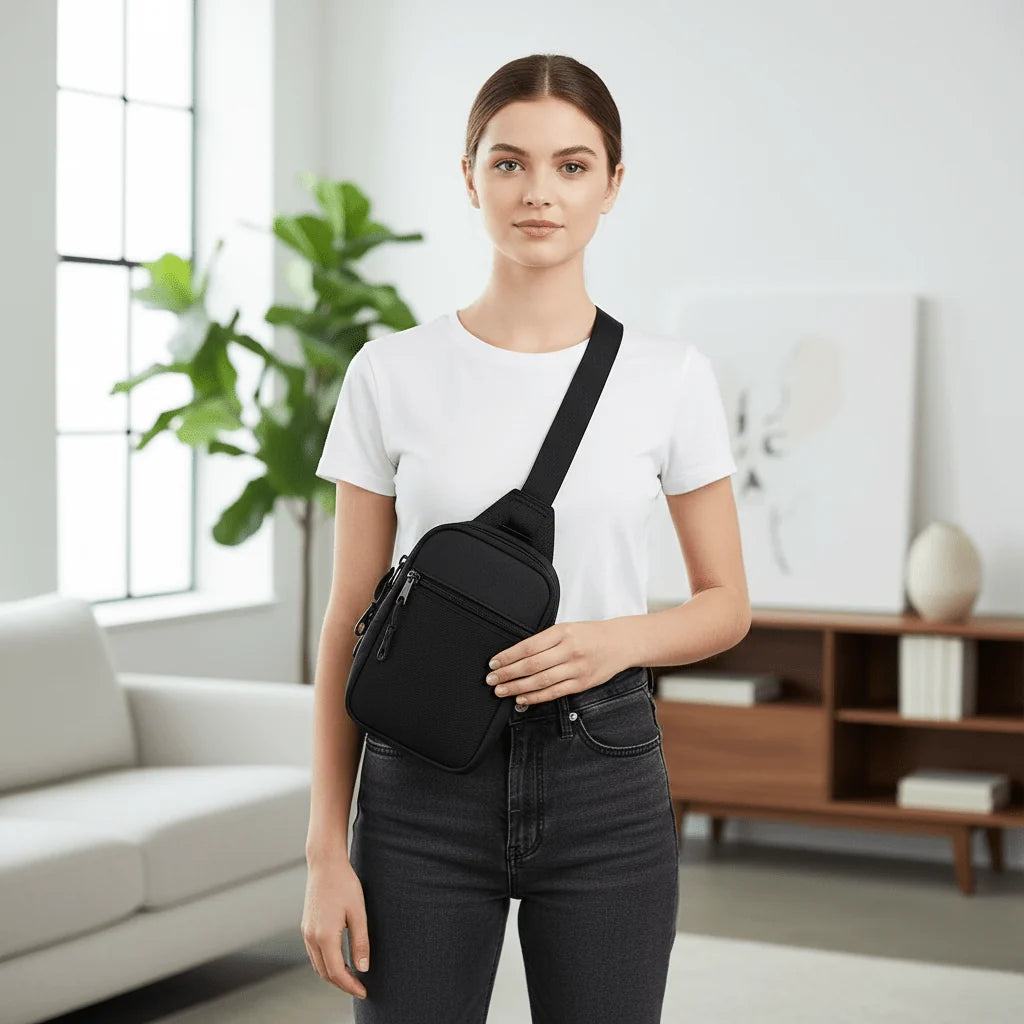 Sling Bag Compact Crossbody Multiple Compartments Adjustable Strap