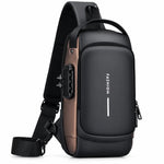 Sling Bag Water-Resistant PU Leather Combination Lock Hidden Pocket