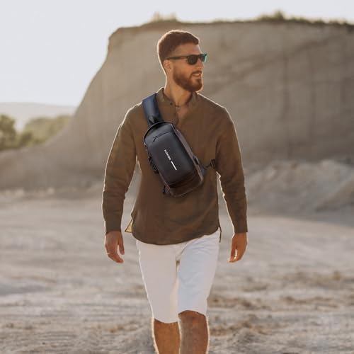 Sling Bag Water-Resistant PU Leather Combination Lock Hidden Pocket