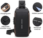 Sling Bag Water-Resistant PU Leather Combination Lock Hidden Pocket