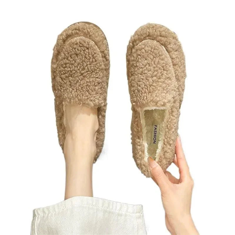Slip-On Shoes Lamb Wool Lined Warm Winter Comfort
