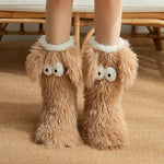 Slipper Socks Fleece-Lined Non-Slip Monster Design
