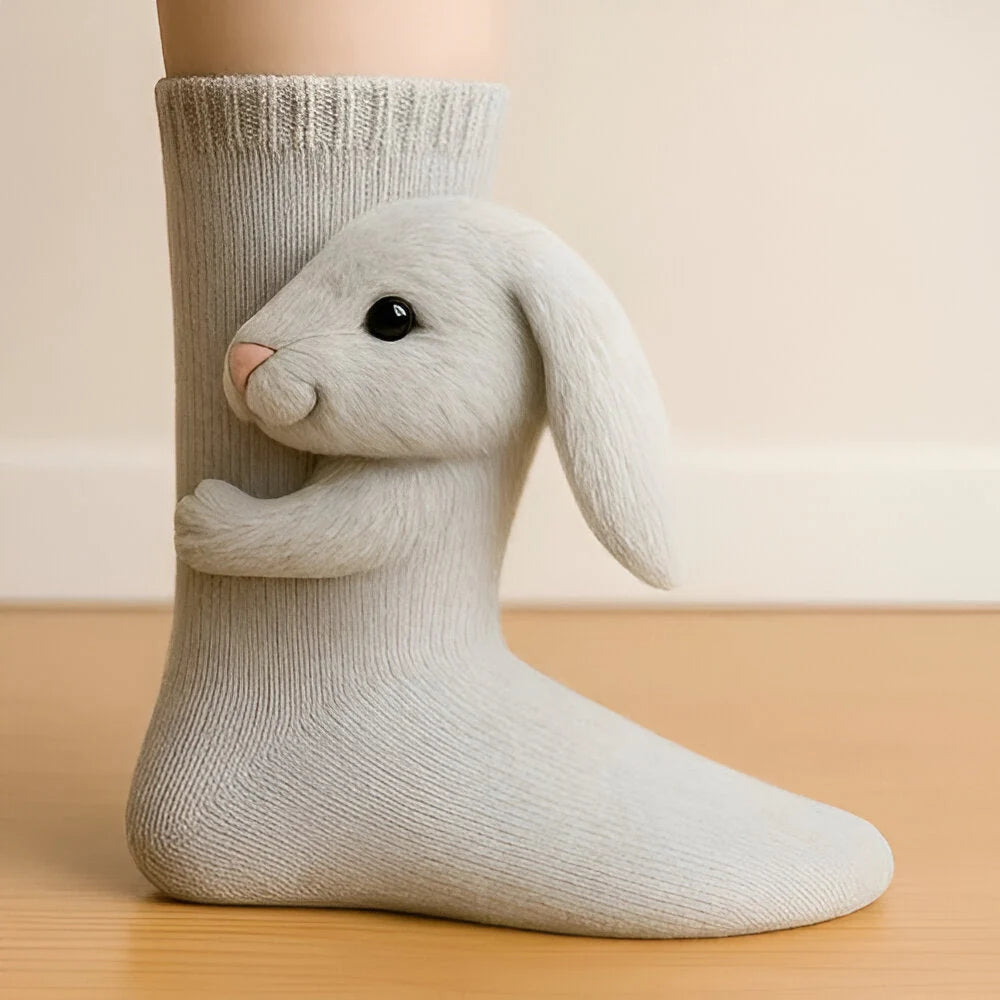 Slipper Socks Fleece Warmth Non-Slip Grip Soles 3D Animal Designs