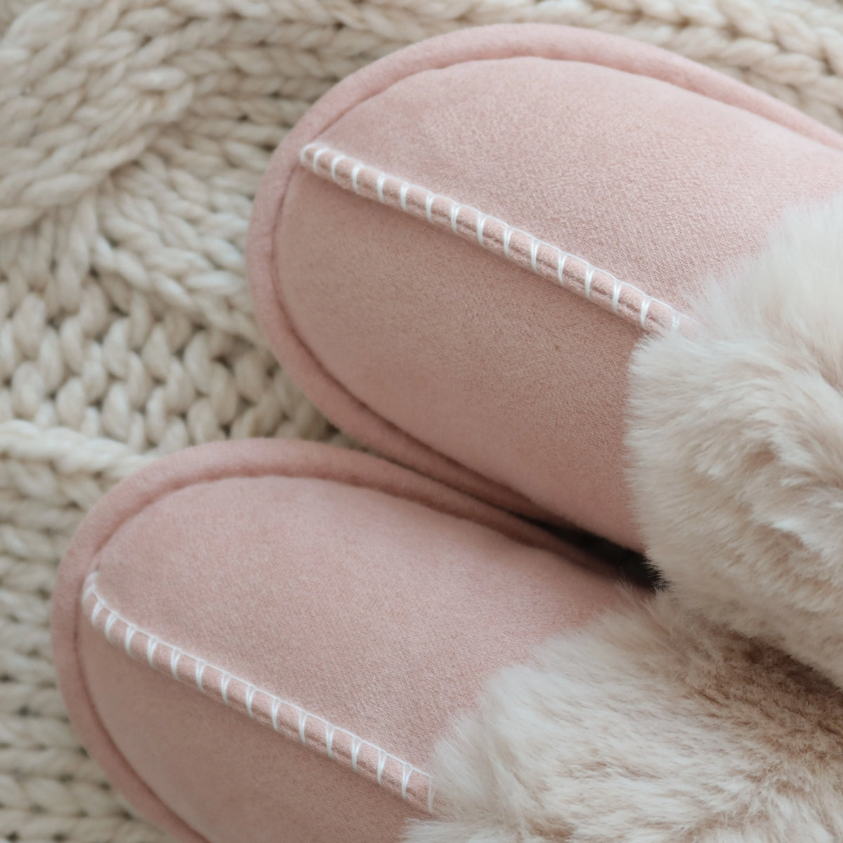 Slippers Faux Fur Warm Slip-On Rubber Sole